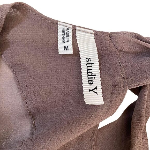 Studio Y Sequin Chiffon Sleeveless Top with Bow Tie Back & Rose Pattern Size M - Picture 5 of 9